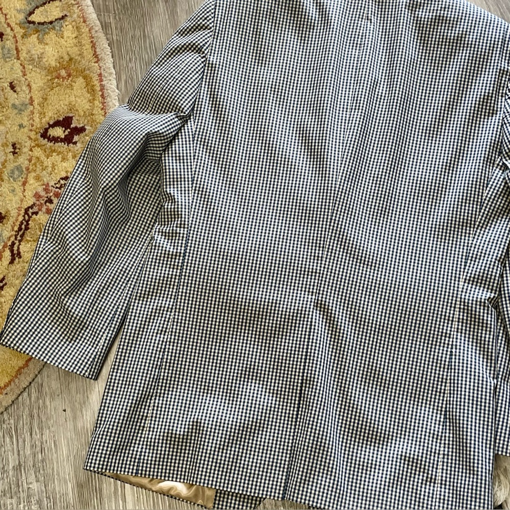 Orivs Classic Blue and Tan Gingham Three-Button Sport Coat Blazer Size 38R - Picture 14 of 16